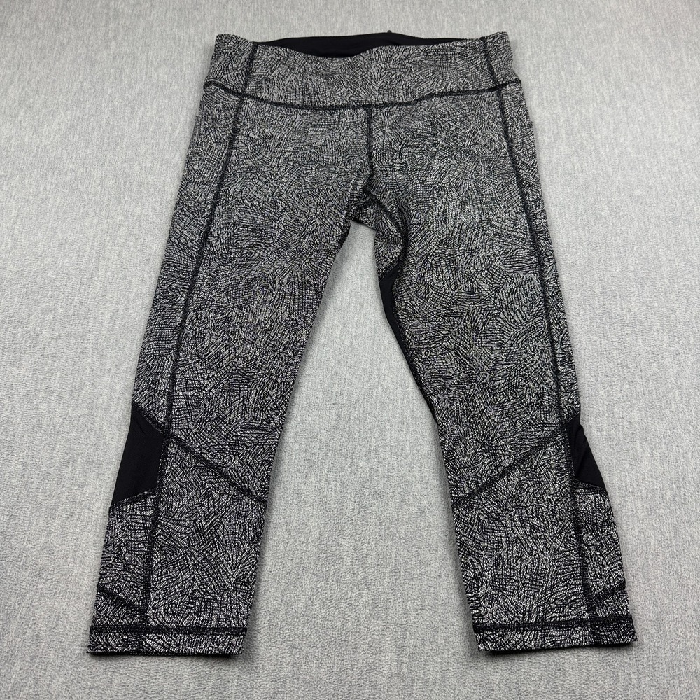 Lululemon Leggings Women 10 Black Pace Rival Crop 22" Yoga Gym Athletic Pants